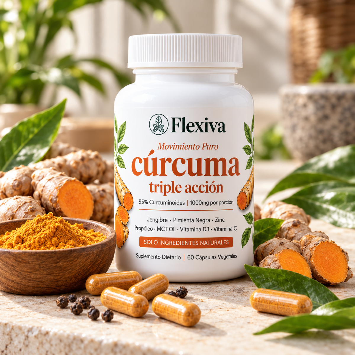 Flexiva cápsulas de cúrcuma premium